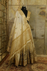 Off White Semi Silk Saree with magnificent  embroidery work